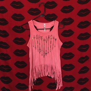 Tank top ruffle ends